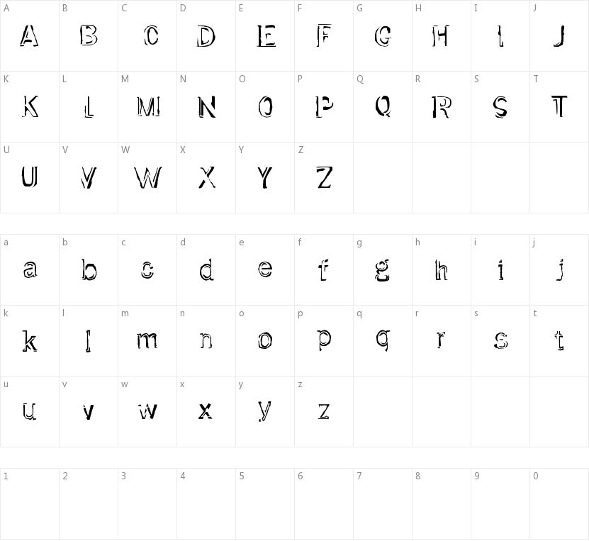 Dirtfont的字符映射图