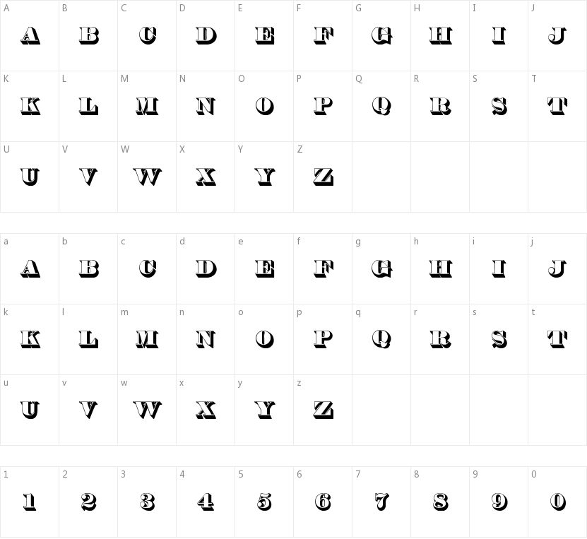 Thorne Shaded的字符映射图