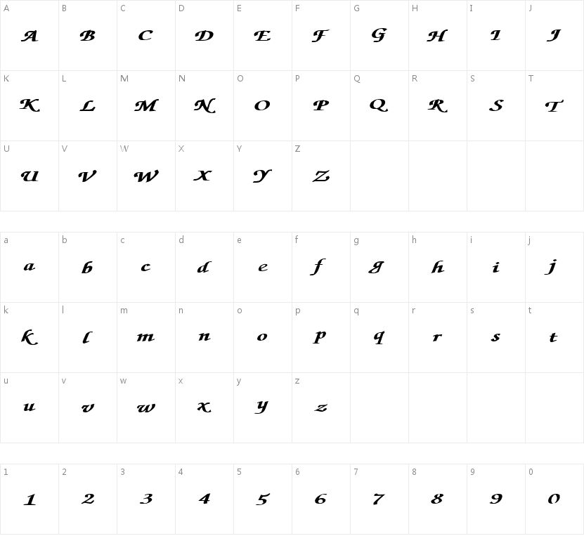 HFRibbon的字符映射图