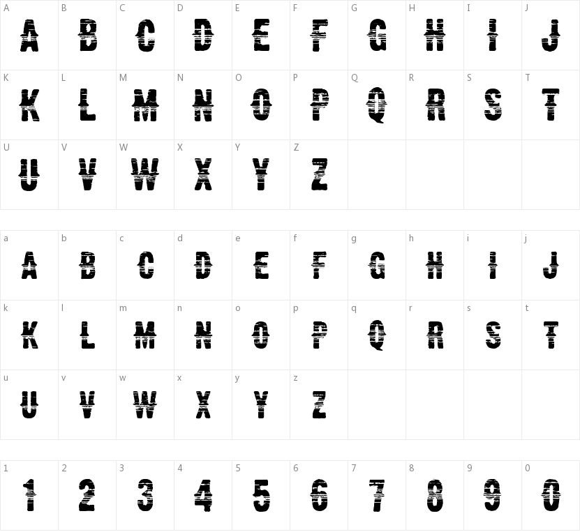 CM Western Woodblock No2的字符映射图