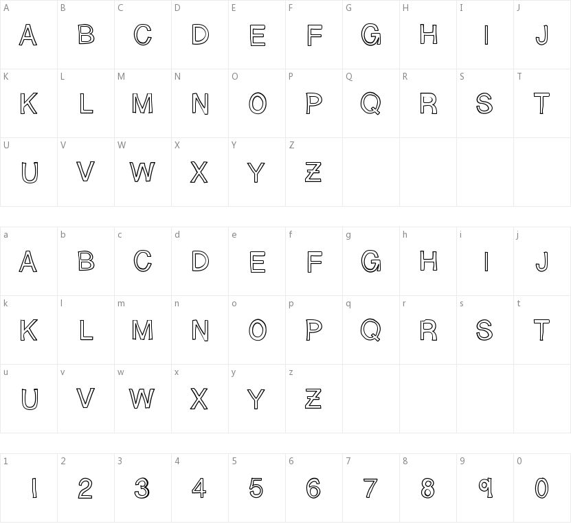 Sloppy Hollow的字符映射图