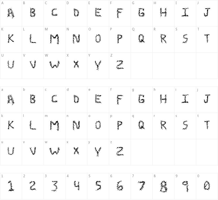 Zombie Stitch的字符映射图