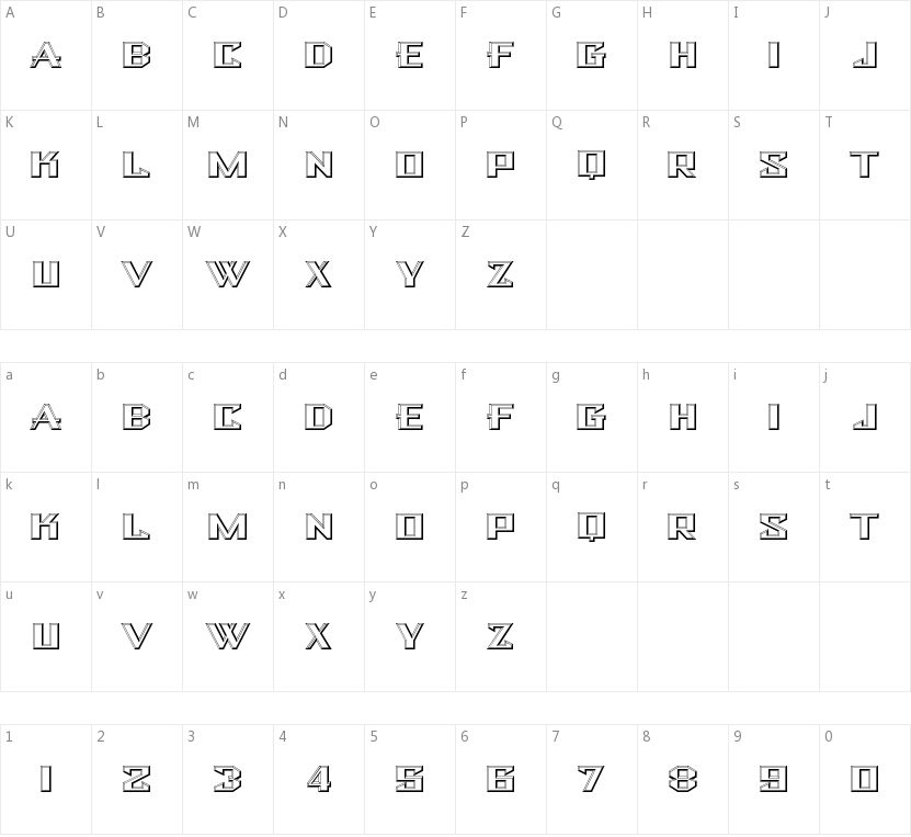 Bulwark NF的字符映射图