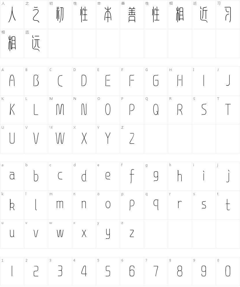 文道水云篆的字符映射图