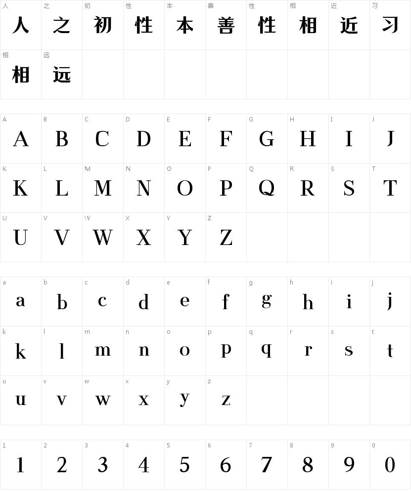 字魂烟波宋的字符映射图