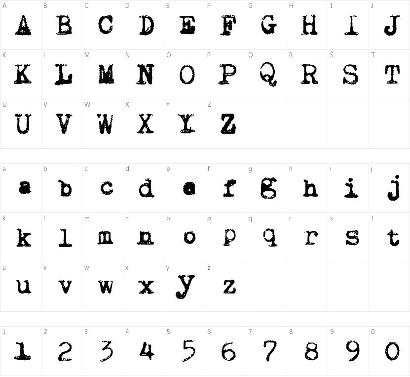 Draconian Typewriter的字符映射图