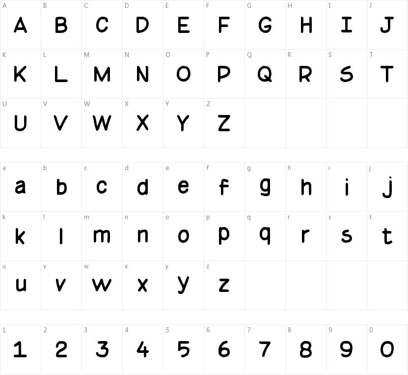 Basic Comical NC的字符映射图