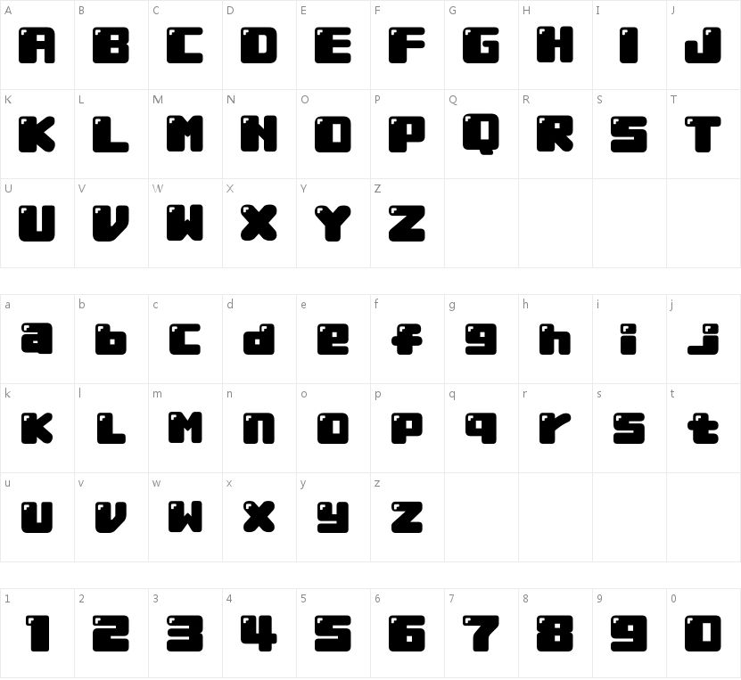 high-gloss Boldface的字符映射图