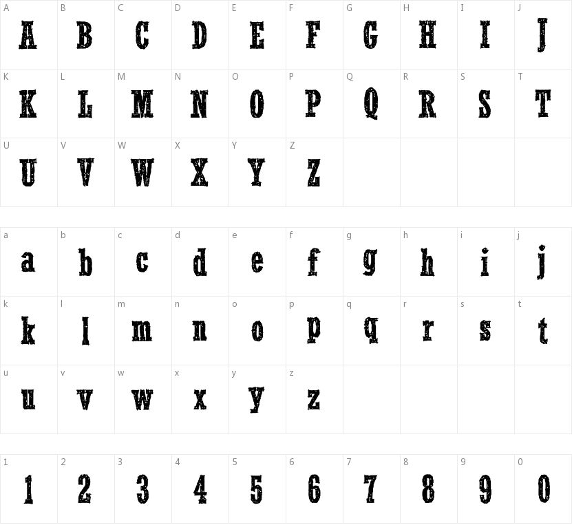 Smoke In The Woods的字符映射图