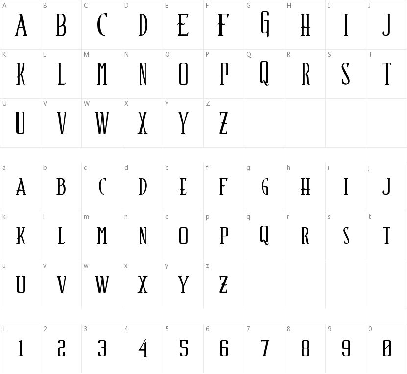 Schindler's Font的字符映射图