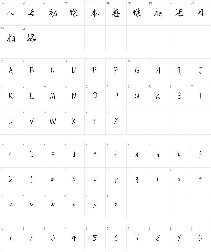 浪漫救赎体的字符映射图