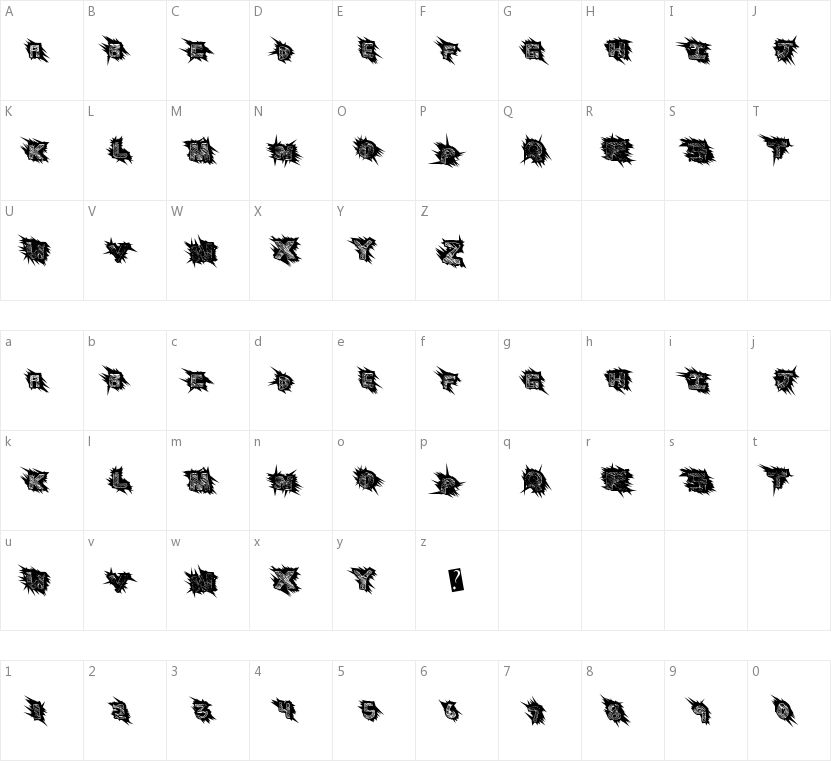 Scratchingly的字符映射图