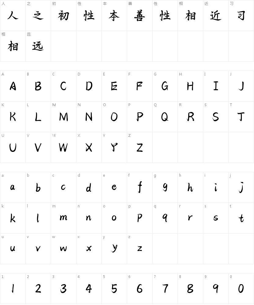 Aa墨染兰亭 风华绝代的字符映射图