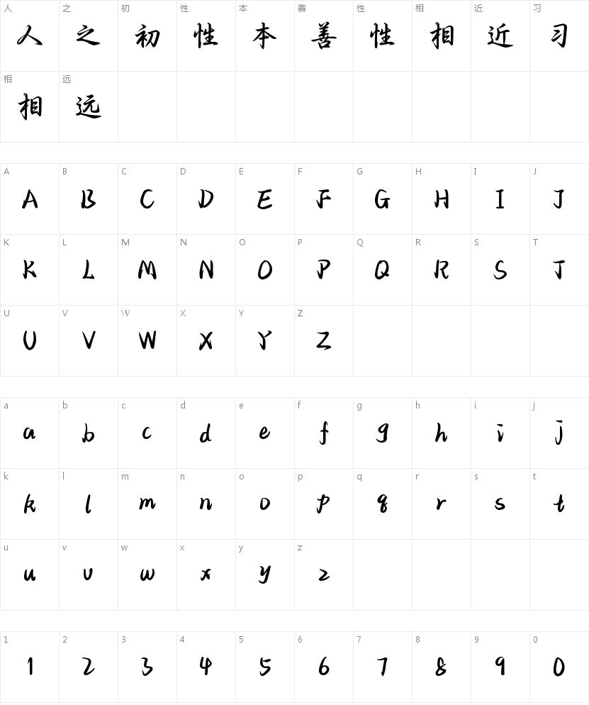 Aa少年来时 春和景明的字符映射图