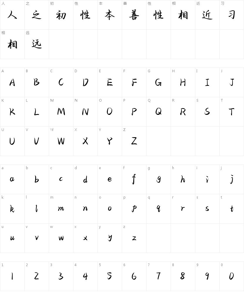 Aa神明允我 偷点爱意的字符映射图