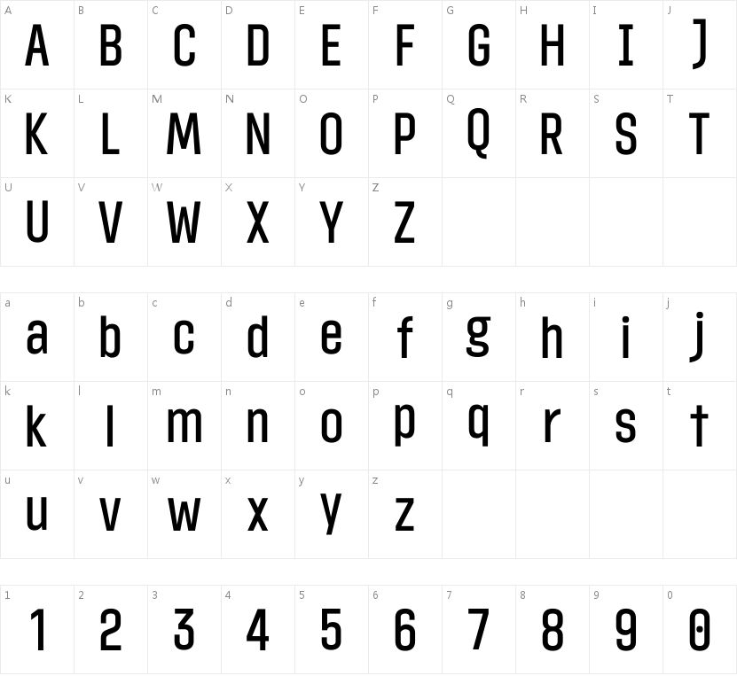 HFTerse的字符映射图