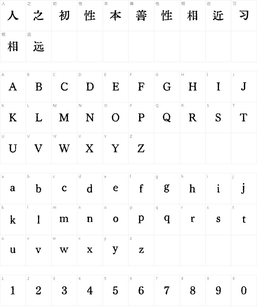 字悦影印宋的字符映射图