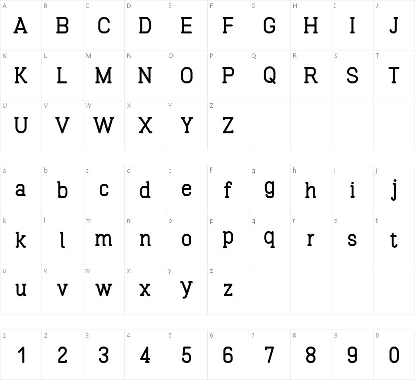 HFCastle的字符映射图