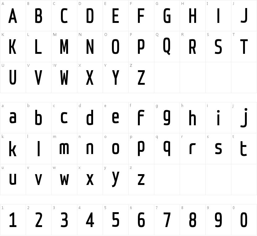 HFSquircleSans-R-Cond的字符映射图