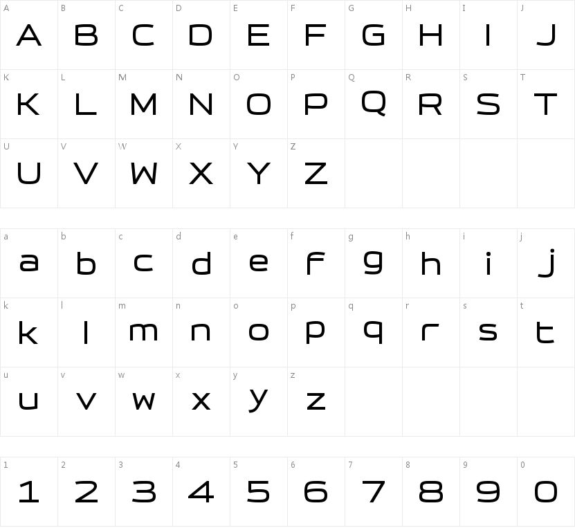 HFSquircleSans-R-Exp的字符映射图