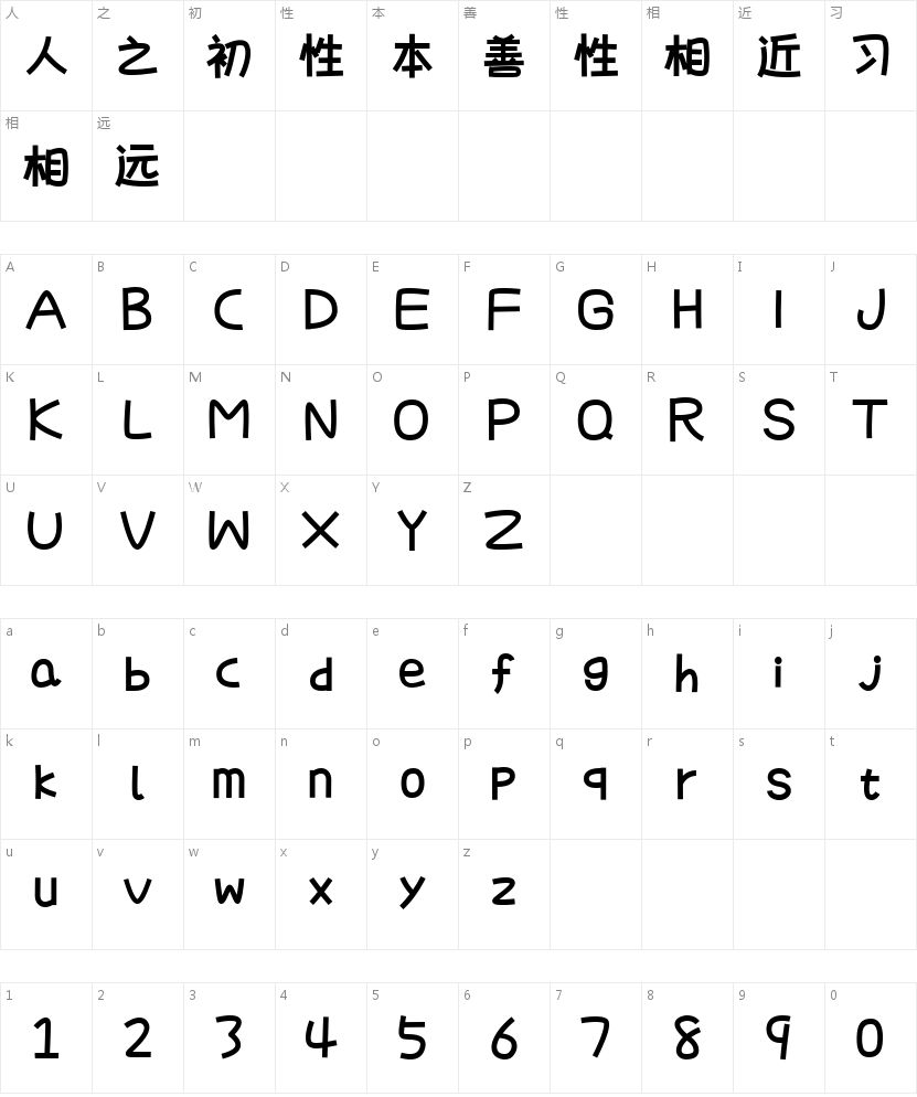 建首萌蛙超粗黑的字符映射图