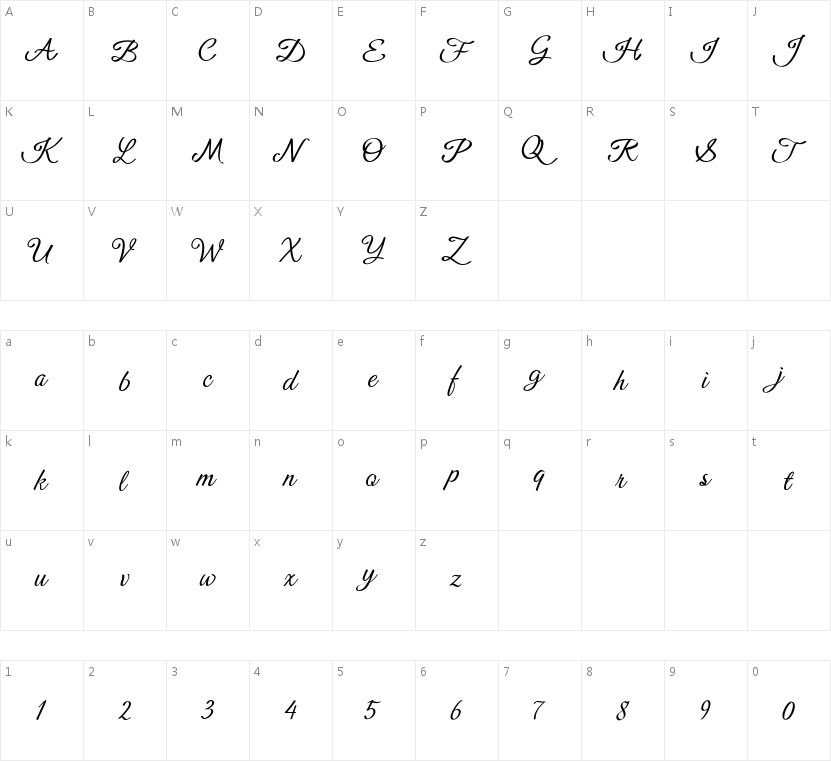Xmas Script的字符映射图