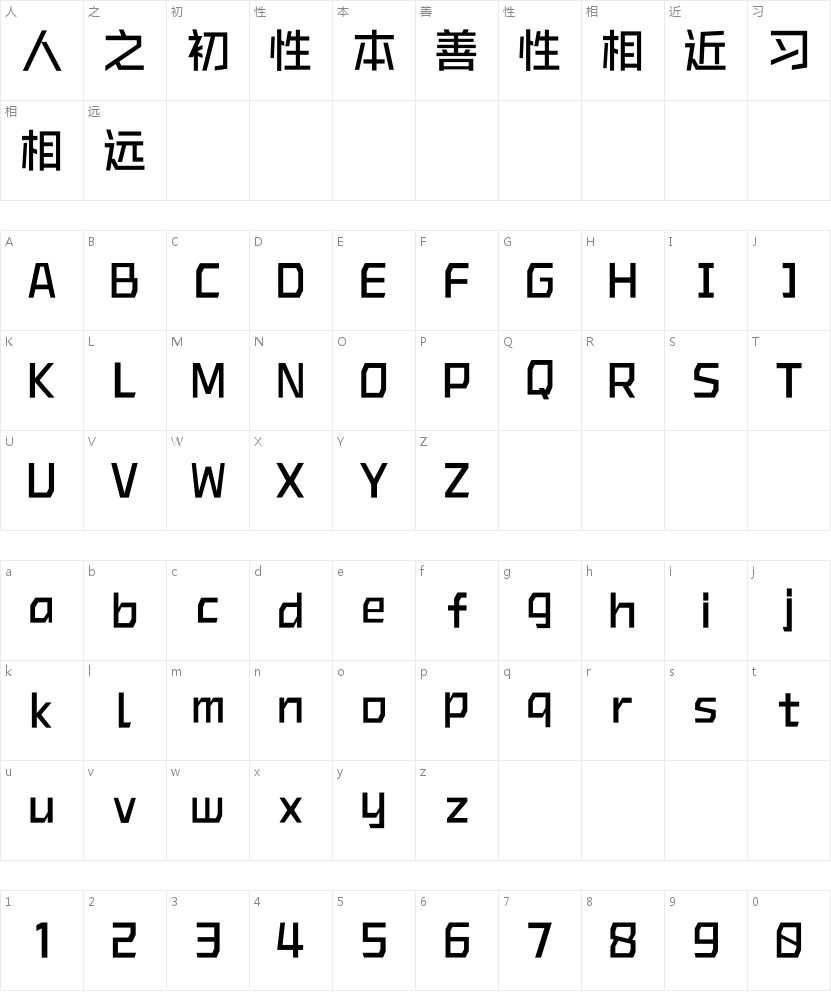 Aa新锐65的字符映射图