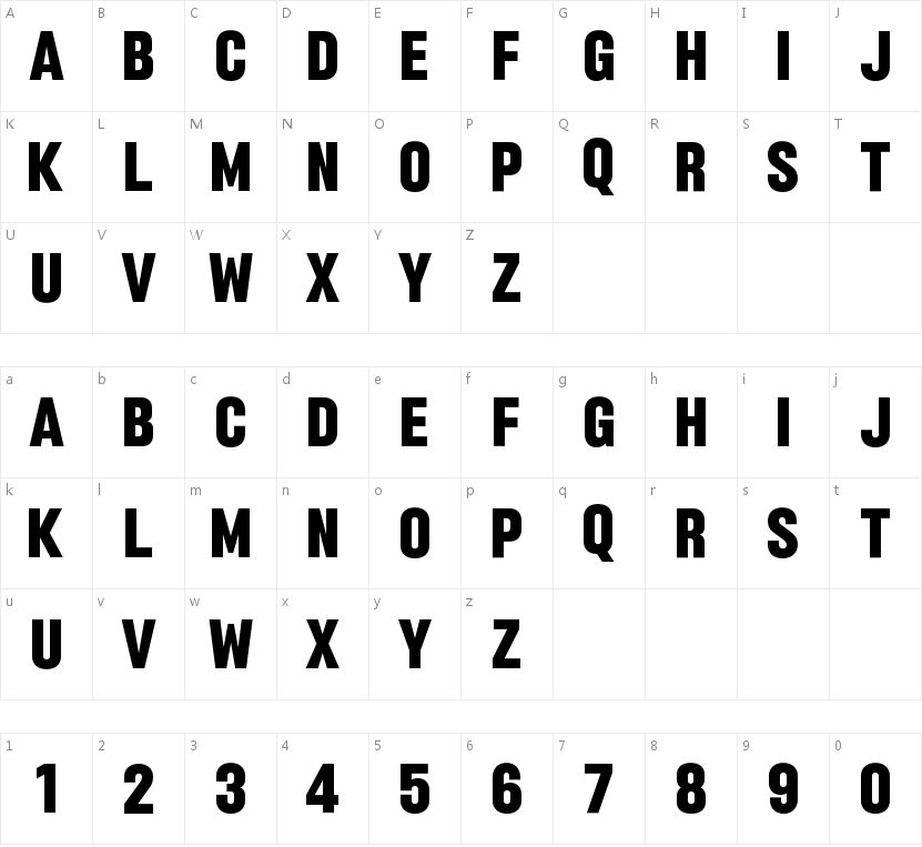 ZY Fervent的字符映射图