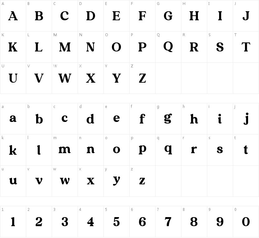 ZY Ingenious的字符映射图