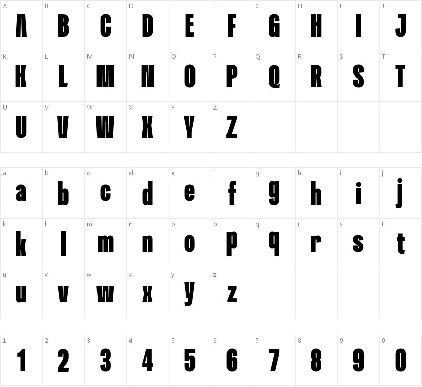 ZY Loose的字符映射图