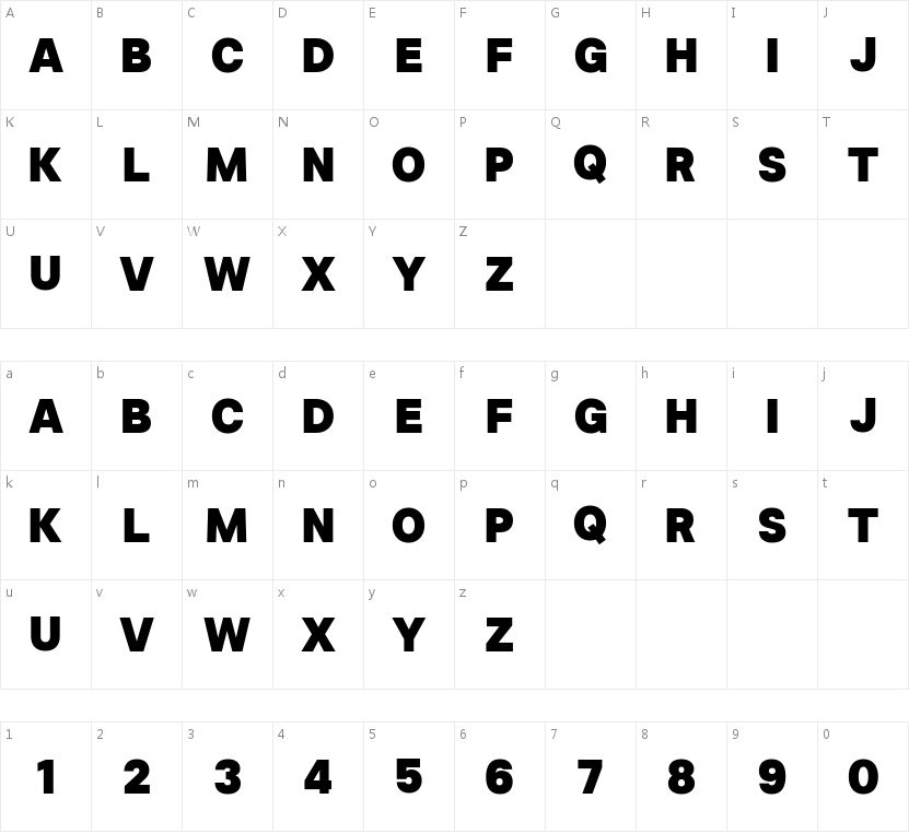 ZY Steady的字符映射图
