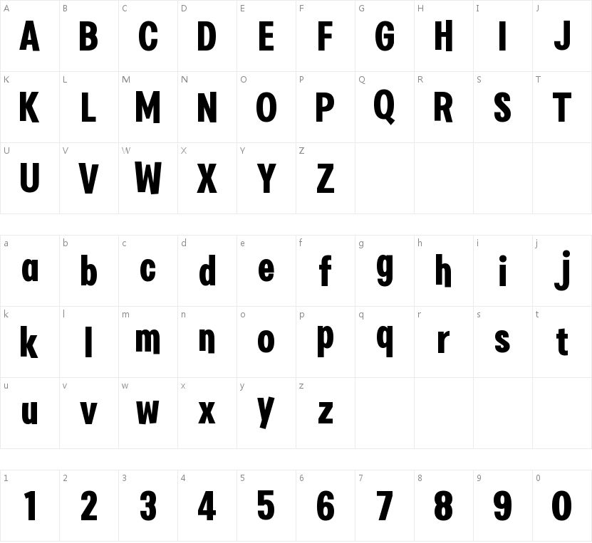 ZY Vision的字符映射图