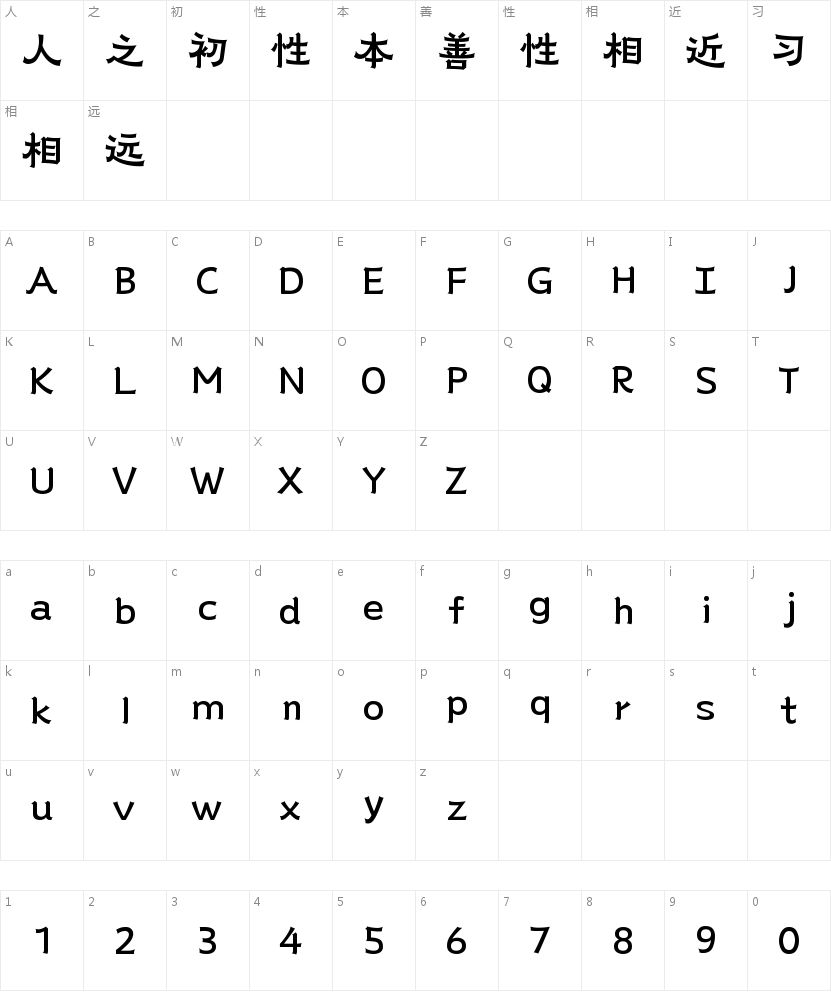 山海星河65W的字符映射图