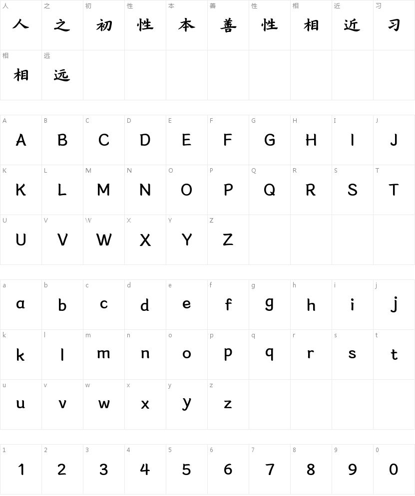 字魂敦煌经韵楷的字符映射图