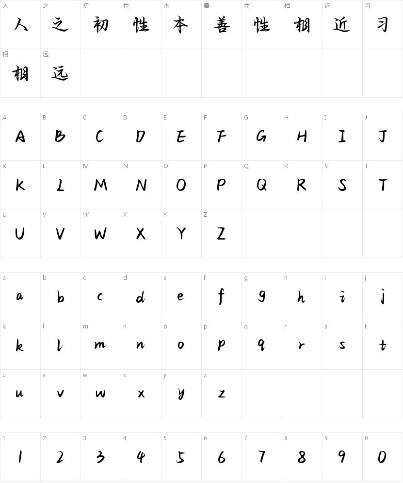 Aa岁岁无虞 长安常安的字符映射图