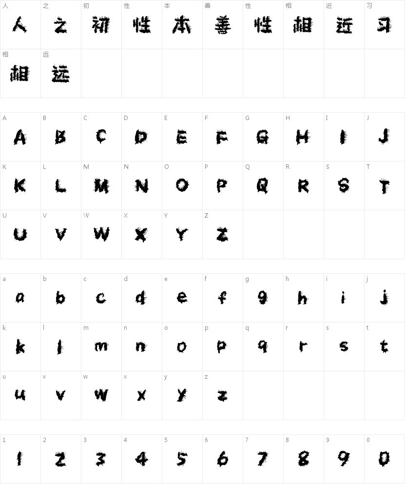 小城酸辣体的字符映射图