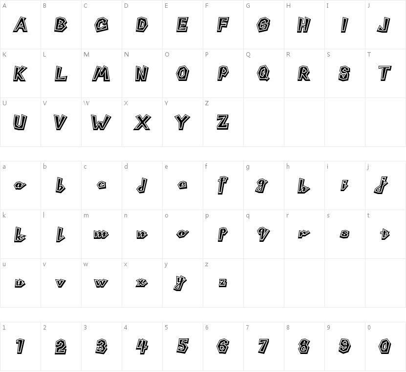 ZYENA Decoupage的字符映射图