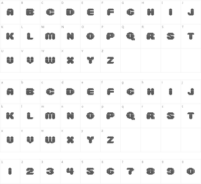 ZYENA Dots Art的字符映射图