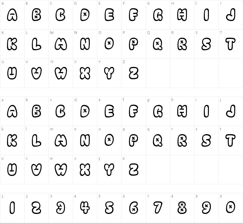 ZYENA Effervescent的字符映射图