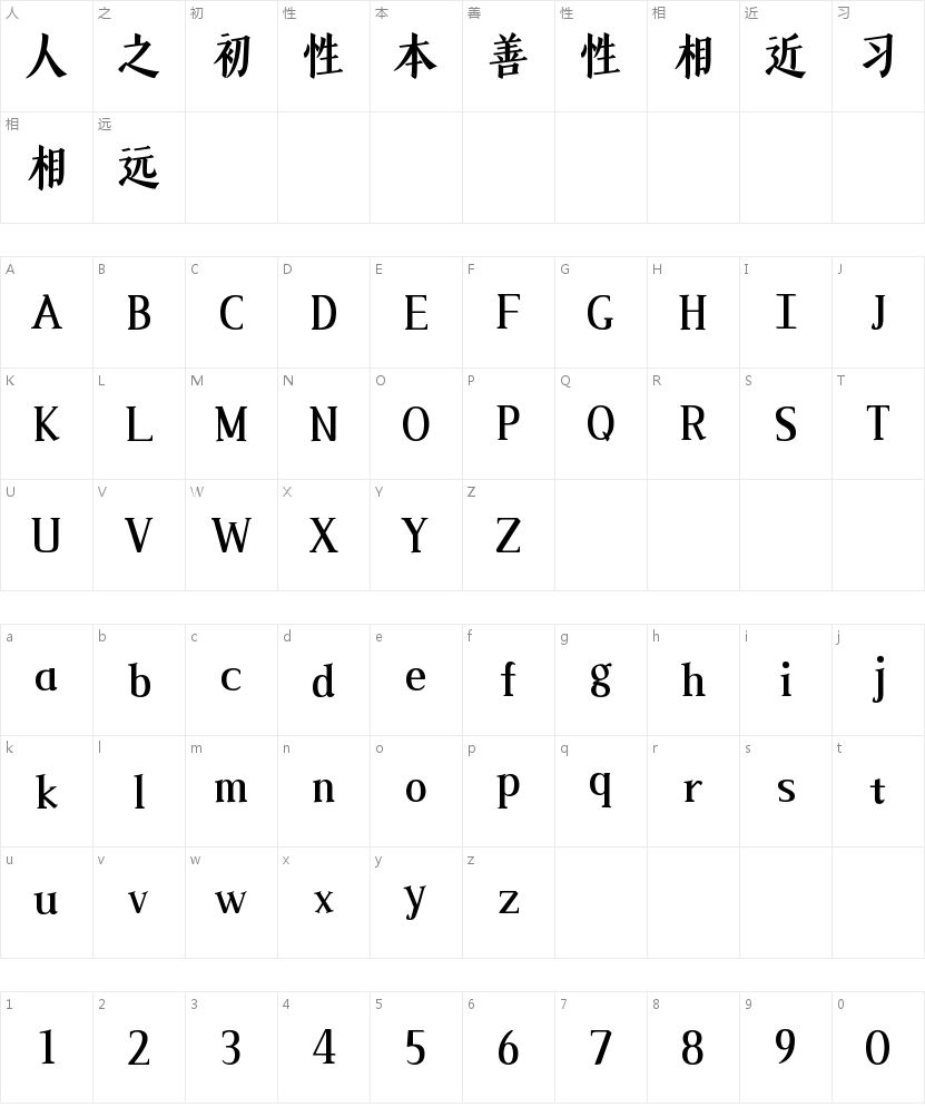 山海江南婉宋85W的字符映射图