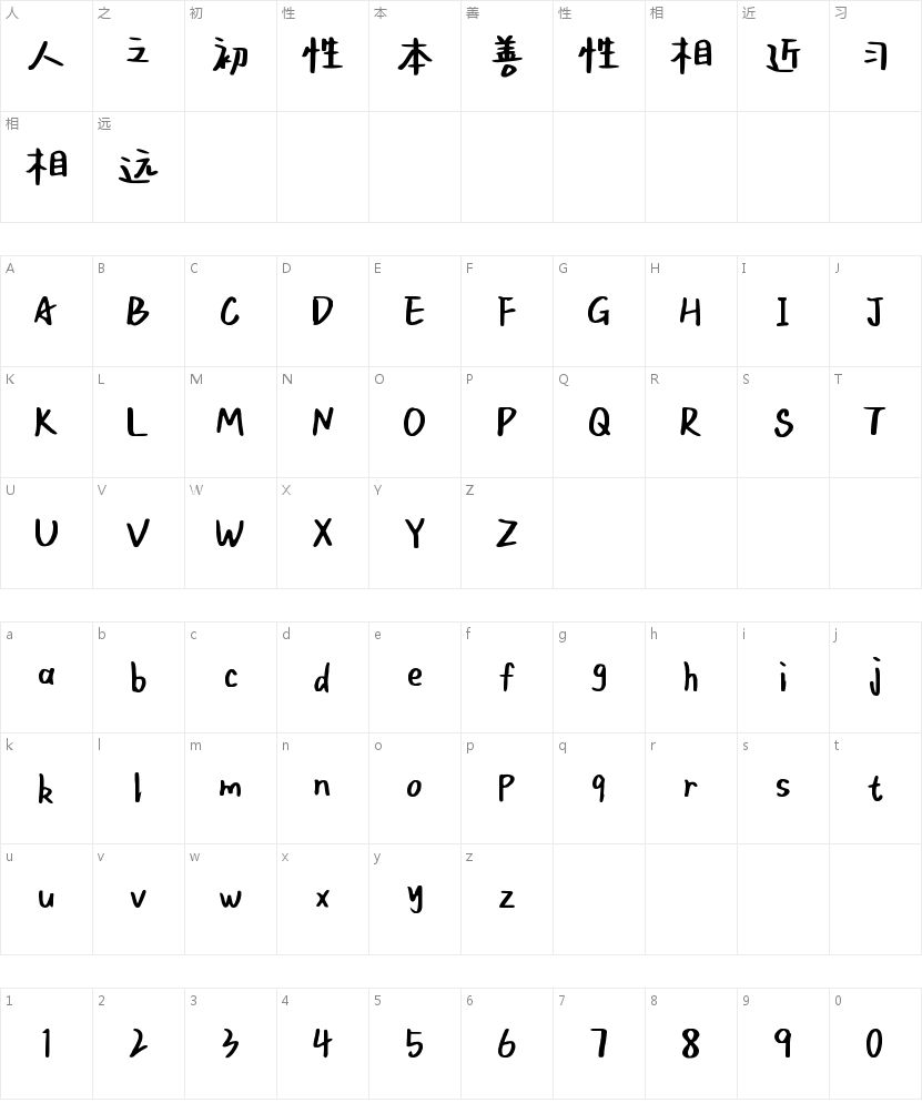 月亮海 自由树的字符映射图