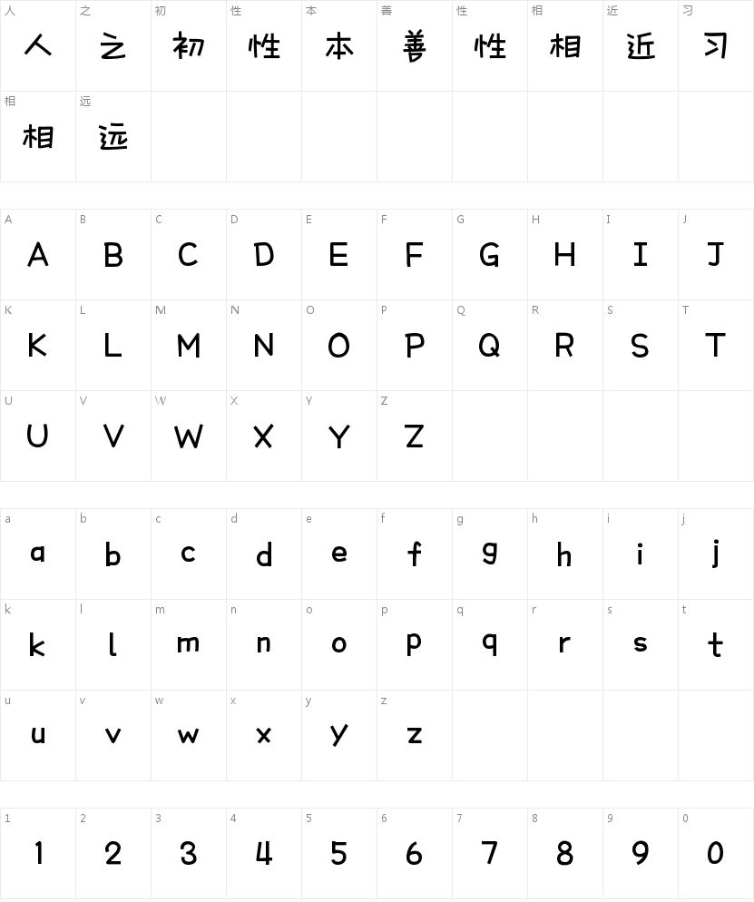 泪水打湿小哭包的字符映射图