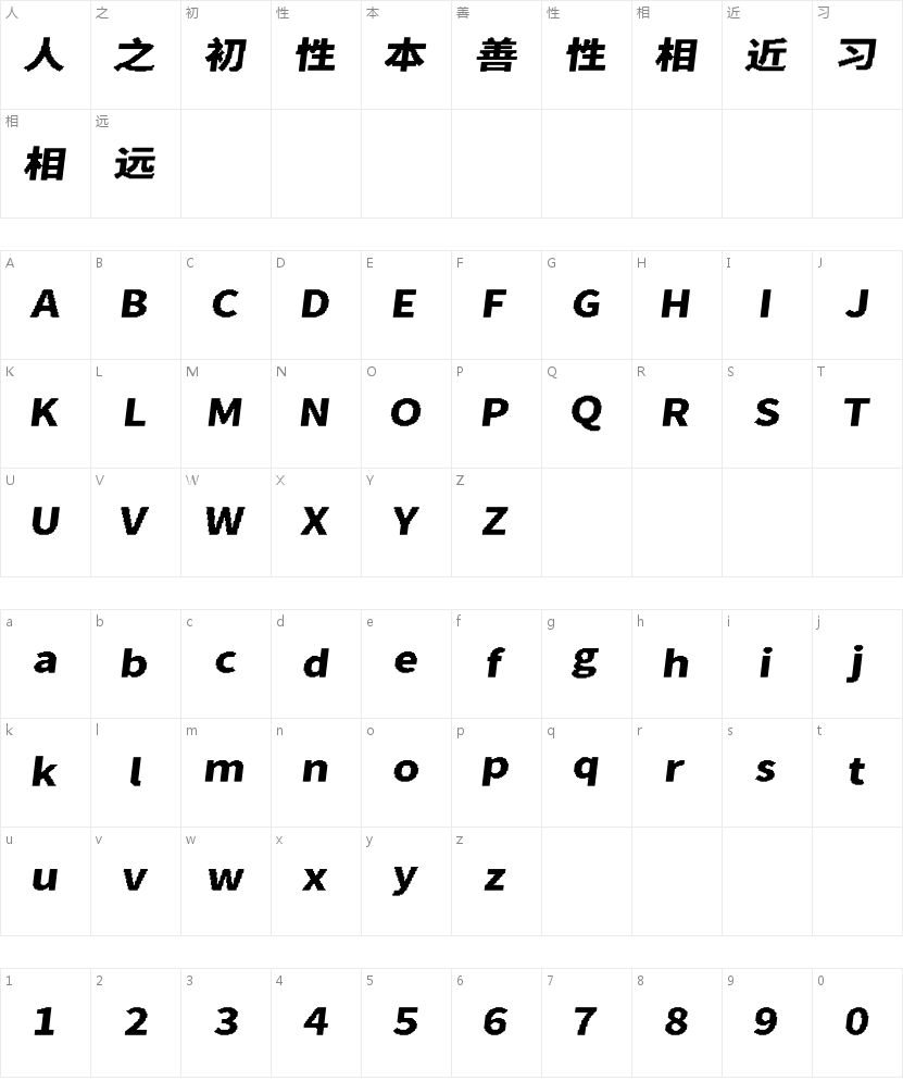 北半川像素潮玩体的字符映射图