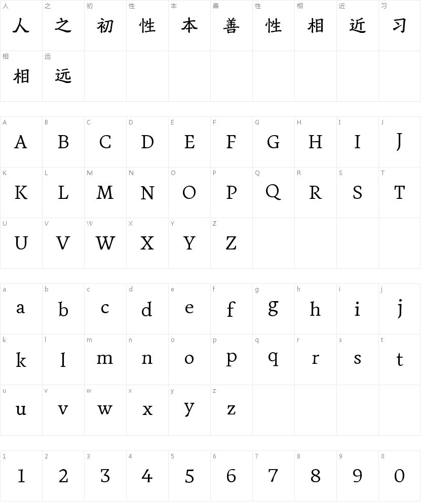 方正春晚龙马精神体Medium的字符映射图