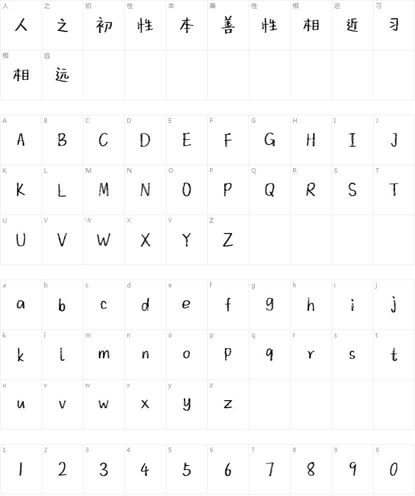 古早味少女心事的字符映射图