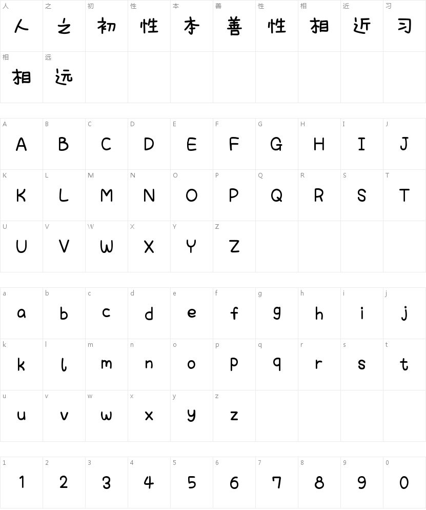 可爱小猫俳句诗的字符映射图