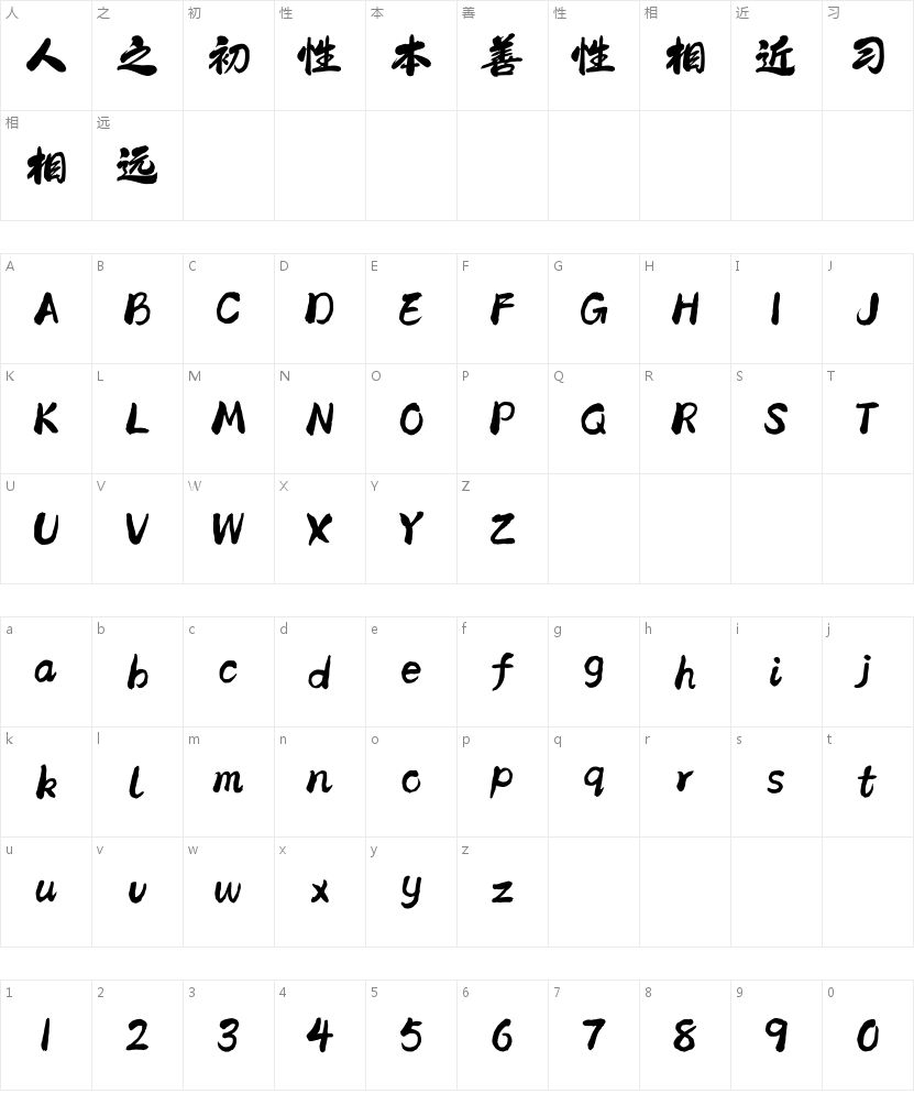 Aa老夫子的字符映射图