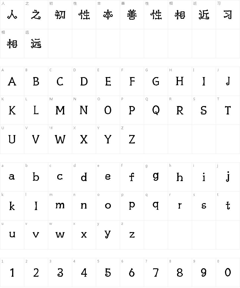 山海暗黑森林W的字符映射图