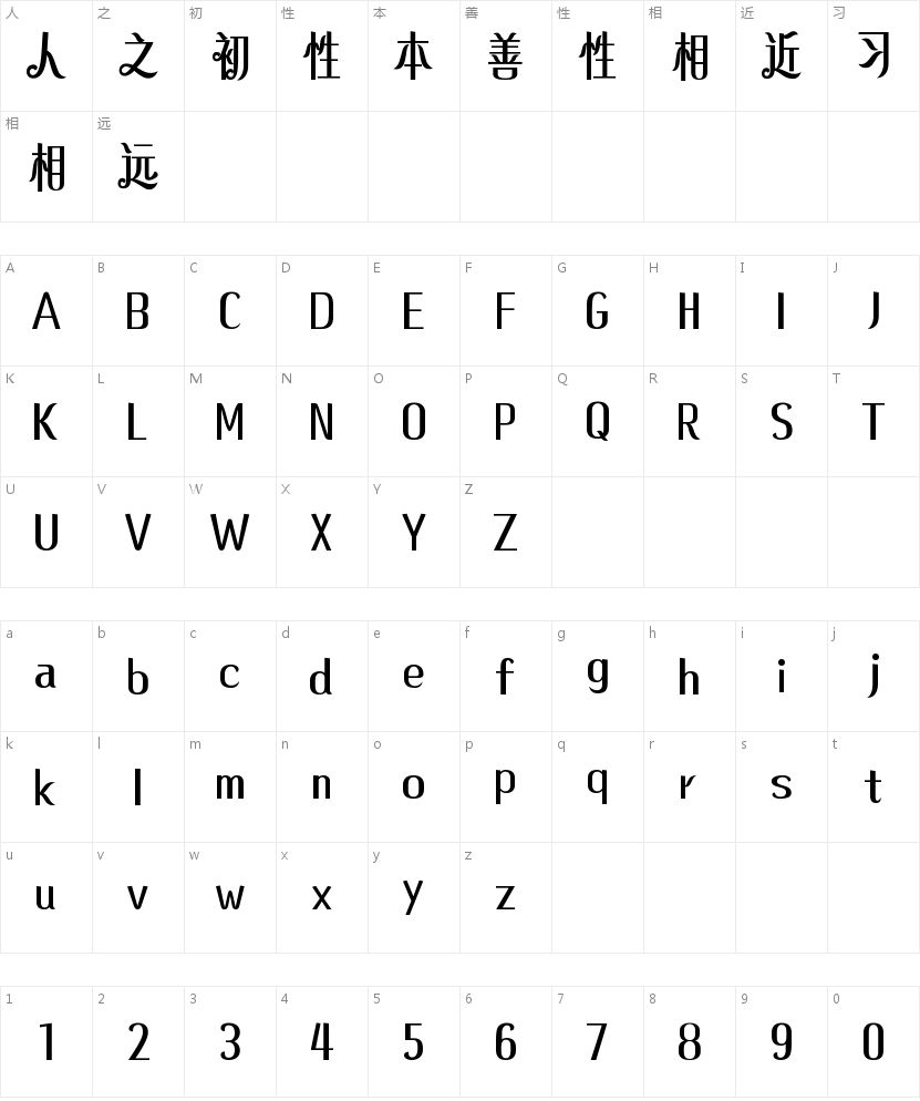 山海圆舞曲W的字符映射图