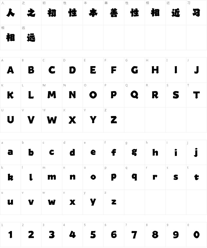 字魂印石体的字符映射图